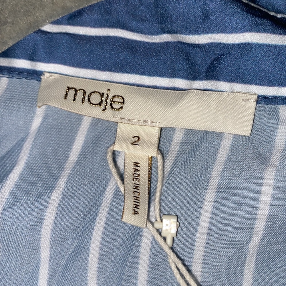 Maje Cosa Striped Wrap Front Blouse, Size 2 - Picture 7 of 14